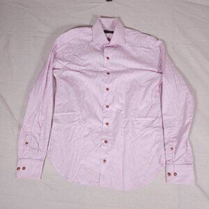 Hammer Made Button Shirt Mens Label 39/15.5 Long Sleeve Striped Pink Business